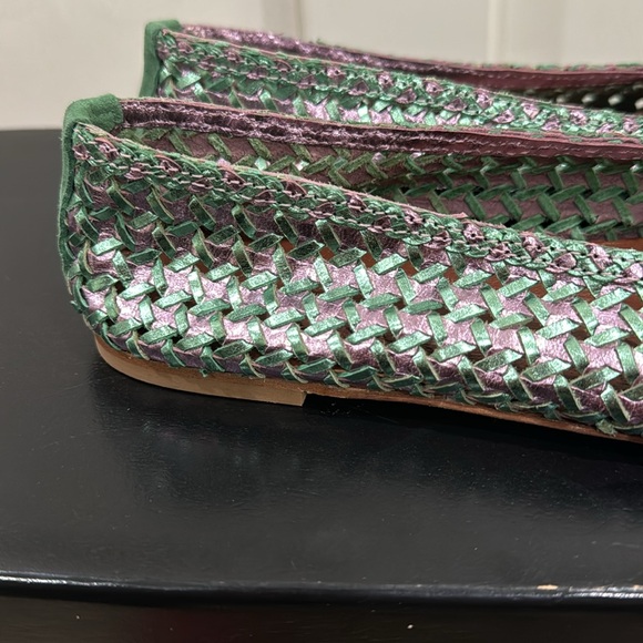 CARDINALE Italy Leather Lorraine Metallic Finish Woven Ballet Flats sz EUR 38 - Picture 6 of 9